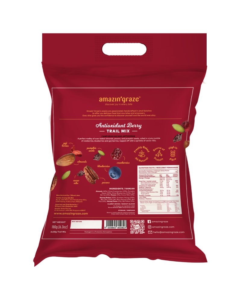 Amazin' Graze Bag of 6 Antioxidant Trail Mix 180g (6 x 30)