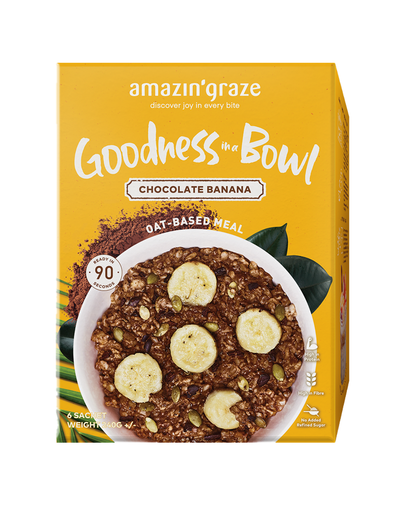 Amazin' Graze Chocolate Banana Goodness Bowl (Instant Oatmeal) 240g (6 x 40)