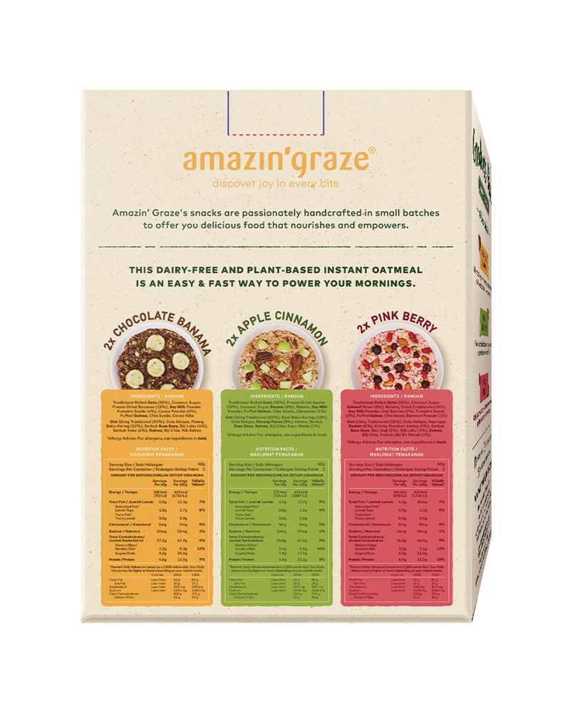 Amazin' Graze Goodness Bowl (Instant Oatmeal) Variety Pack 240g (6 x 40)