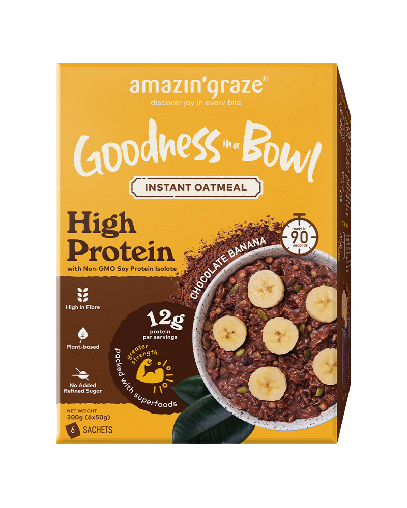 Amazin' Graze High Protein Chocolate Banana Goodness Bowl (Instant Oatmeal) 300g (6 x 50)