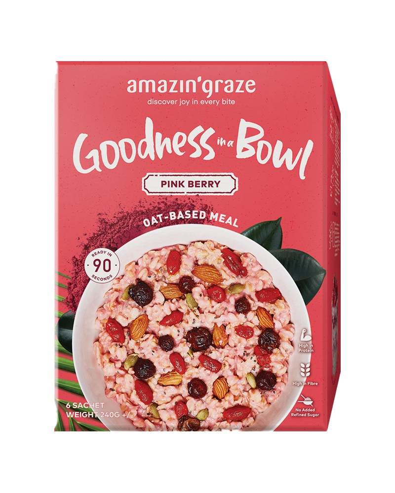 Amazin' Graze Pink Berry Goodness Bowl (Instant Oatmeal) 240g (6 x 40)